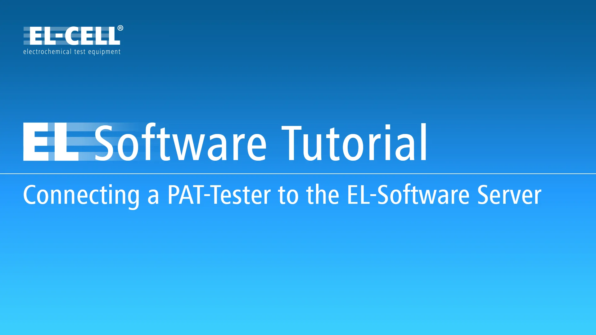 EL-Software Tutorial: Connecting a PAT-Tester to the EL-Software Server