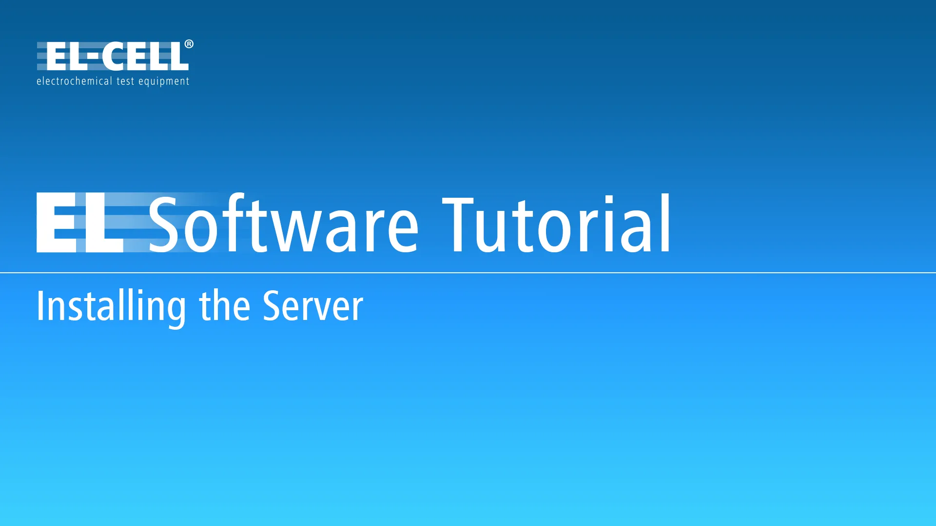 EL-Software Tutorial: Installing the server